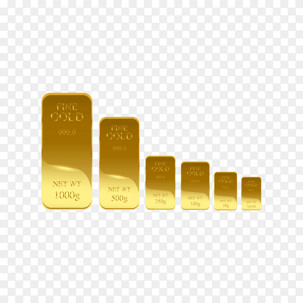 Gold bank bars premium vector PNG
