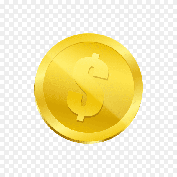 Gold coin icon isolated on transparent background PNG