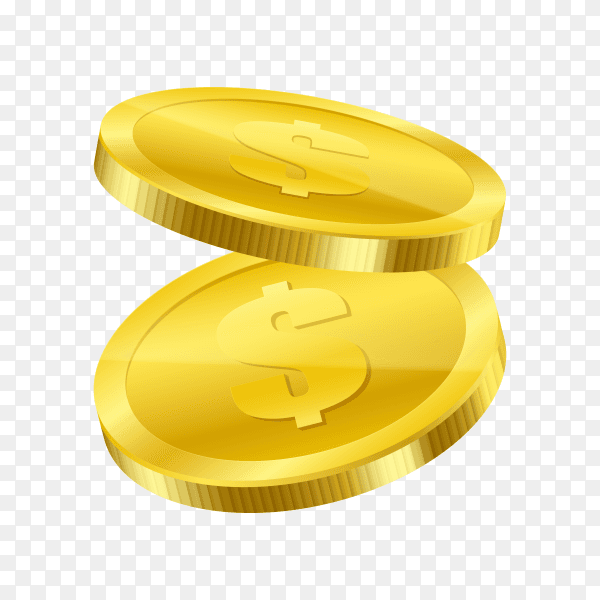 Gold coins illustration on transparent PNG