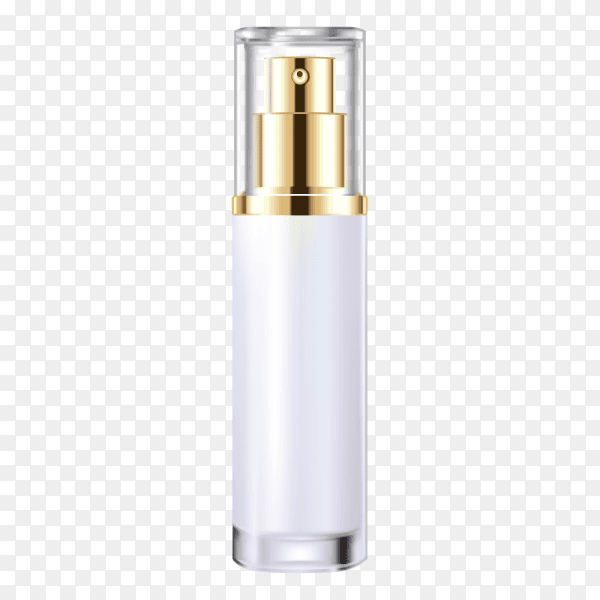 Gold cosmetic spray bottle on transparent background PNG