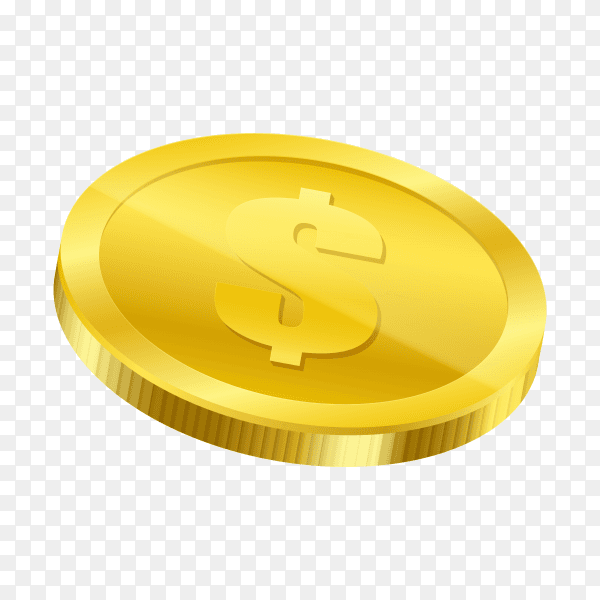 Golden coin on transparent background PNG