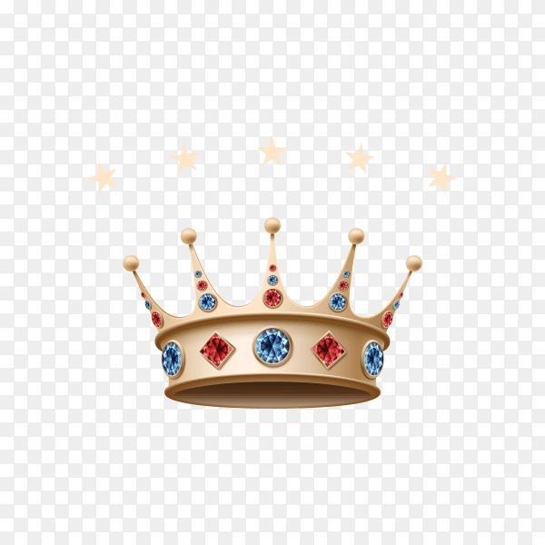 Golden king crown on transparent background PNG