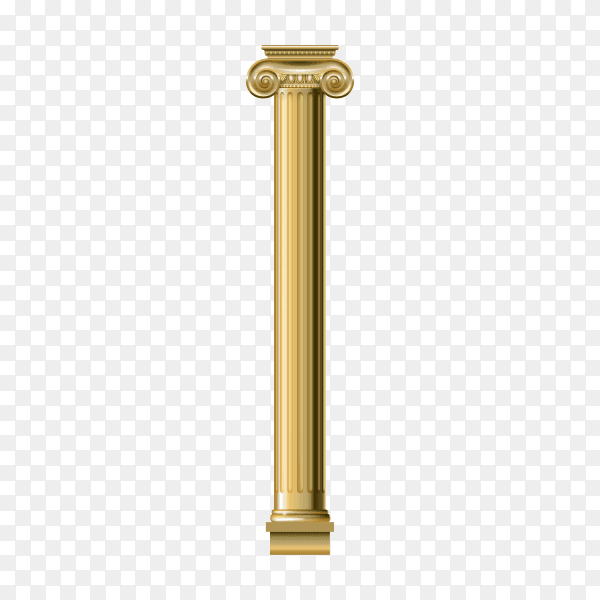 Golden luxury classic arch portal with columns on transparent PNG