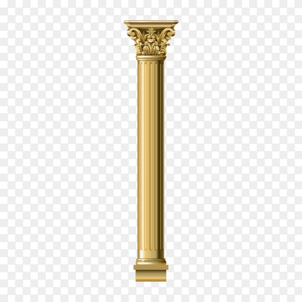 Golden luxury classic arch portal with columns on transparent background PNG