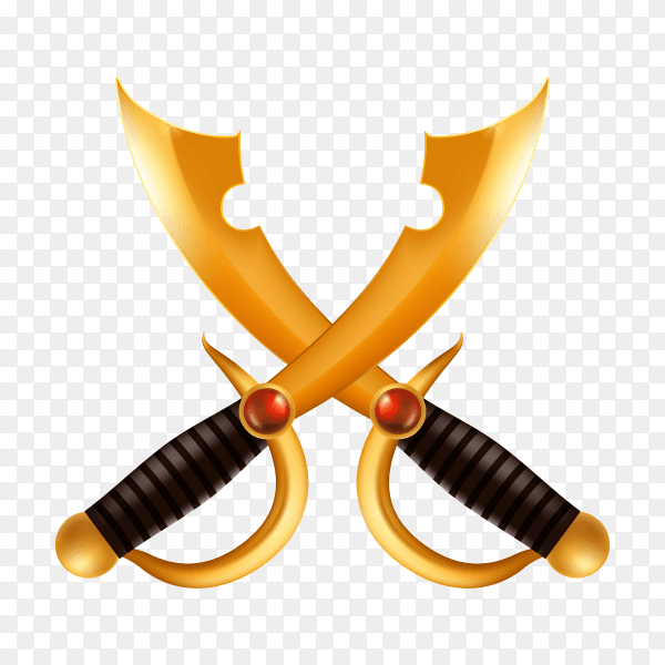 Golden royal king Sword illustration on transparent background PNG