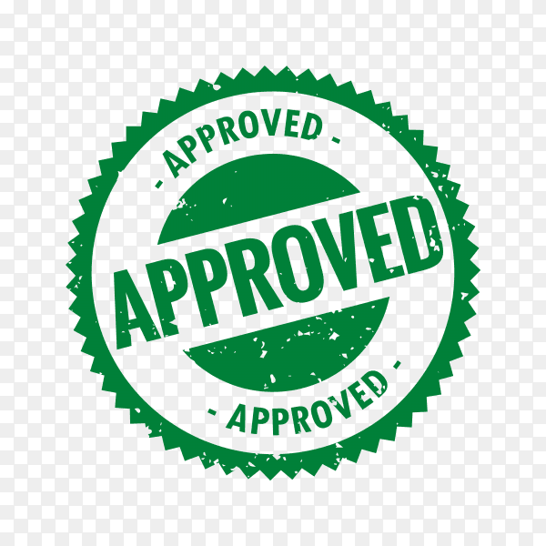 Green Approved stamp in rubber style on transparent background PNG