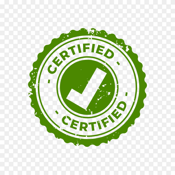 Green Certified and approved rubber stamp on transparent background PNG