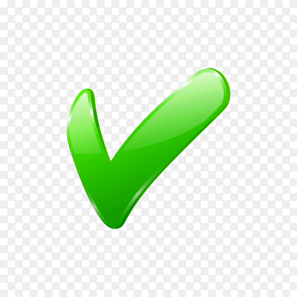 Green check mark icon on transparent background PNG