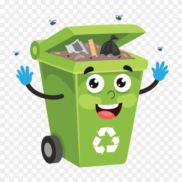 Green trash bin on transparent background PNG