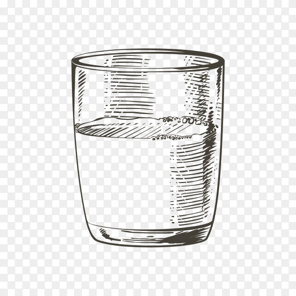 Hand drawn Glass cup of milk on transparent background PNG