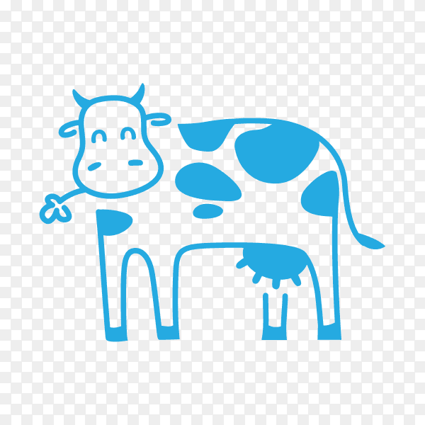 Hand drawn cartoon cow illustration on transparent background PNG