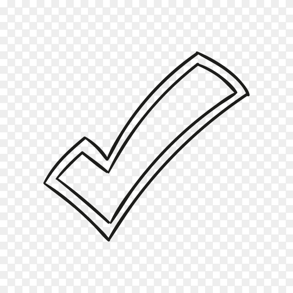 Hand drawn check mark icon isolated on transparent background PNG