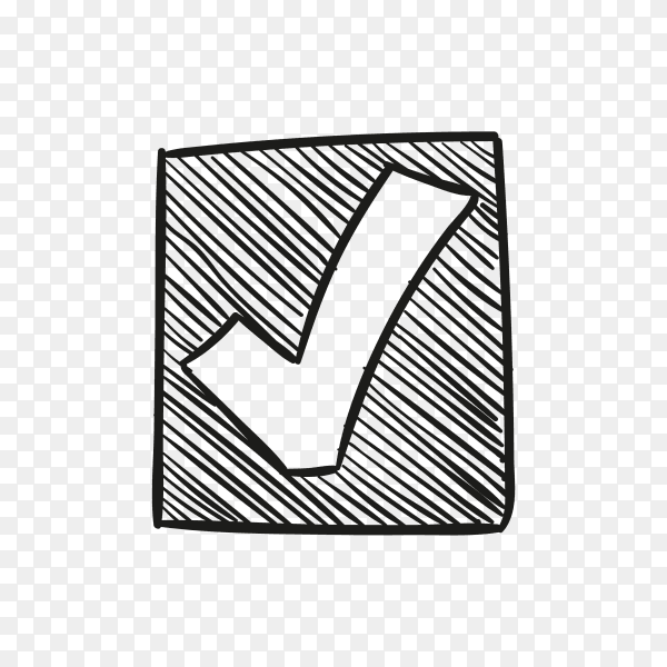 Hand drawn check mark or tick sign in box premium vector PNG