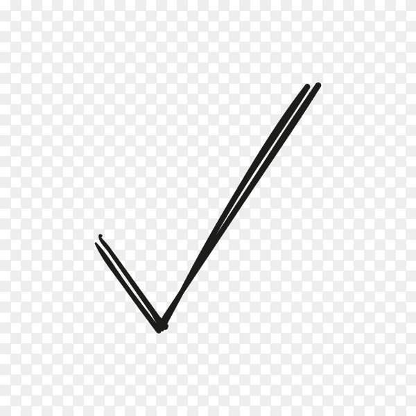 Hand drawn check mark sign on transparent background PNG