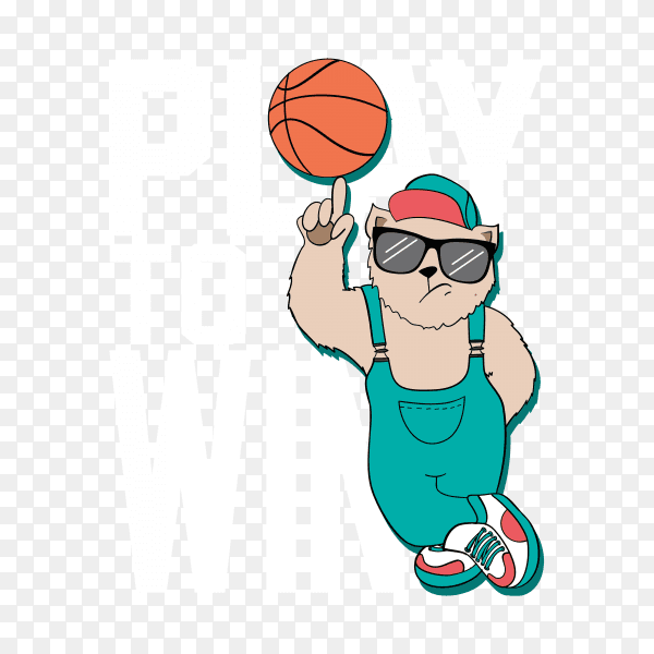 Hand drawn cool bear vector design for t shirt printing on transparent background PNG