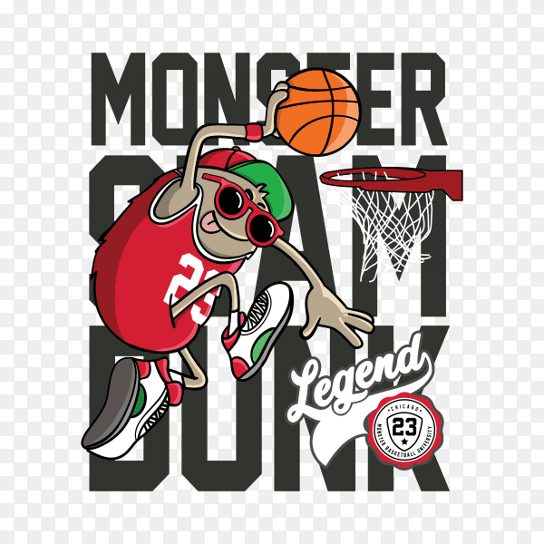 Hand drawn cool monster design for t shirt printing on transparent background PNG