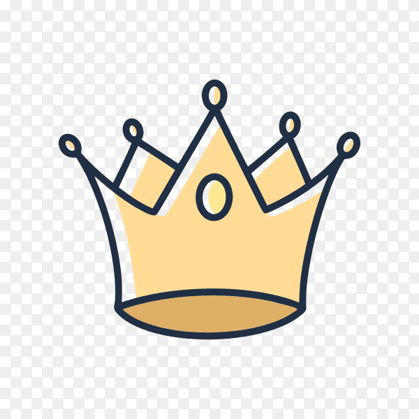 Hand drawn crown icon on transparent background PNG
