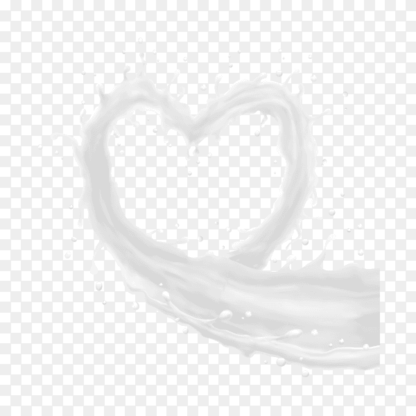 Heart of milk splash on transparent background PNG