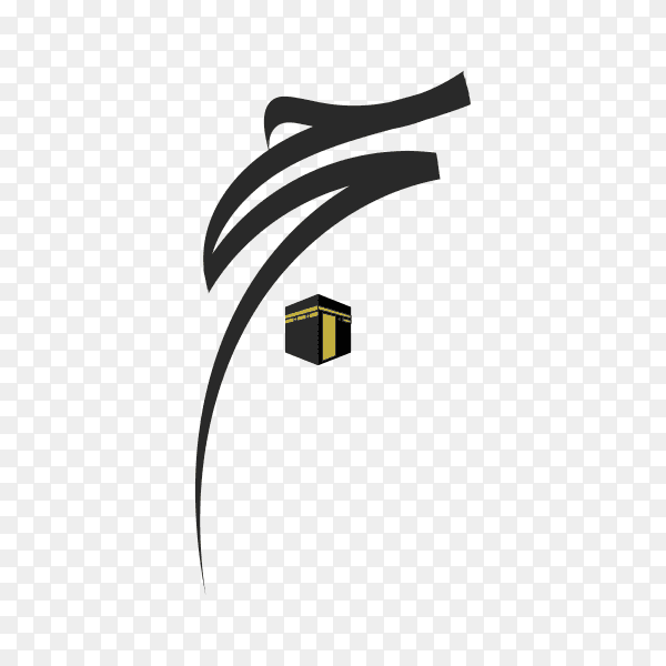 Illustration of Hajj word in Arabic Islamic Calligraphy art on transparent background PNG