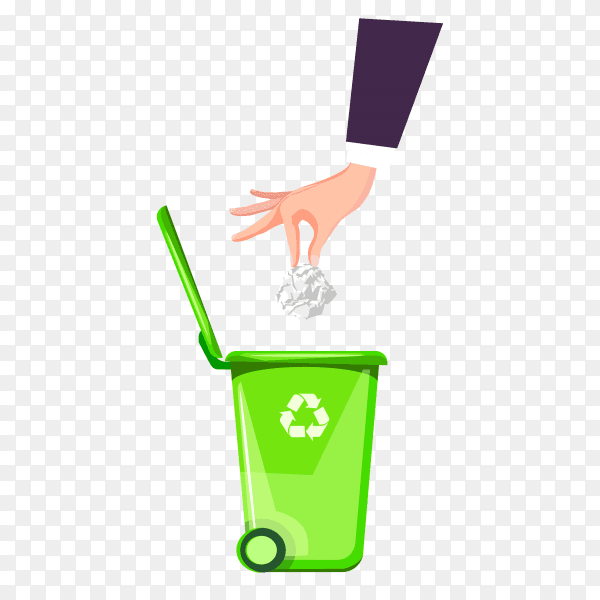 Illustration of How to throw garbage right on transparent background PNG