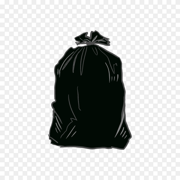 Illustration of black plastic trash on transparent background PNG