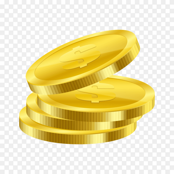 Illustration of gold coins on transparent background PNG