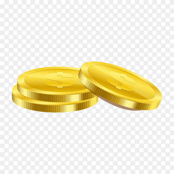 Illustration of golden coins premium vector PNG