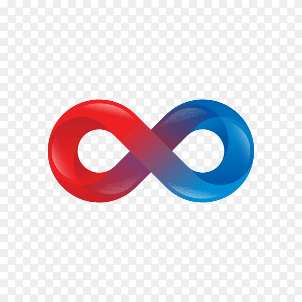 Infinity color gradient symbol on transparent background PNG