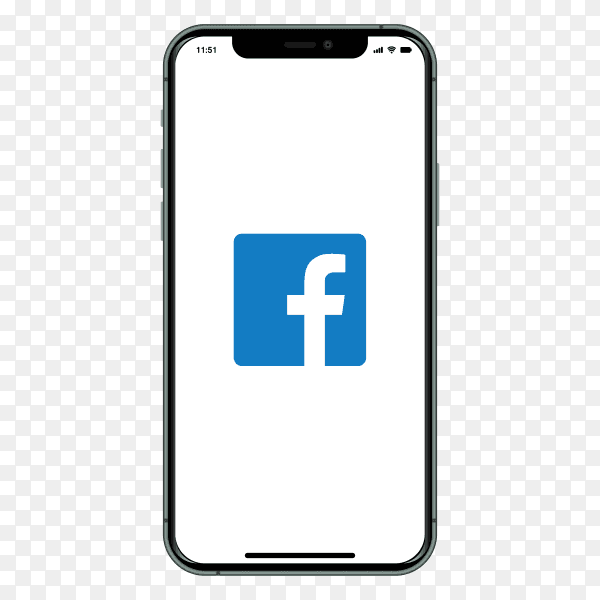 I phone with Facebook logo on screen on transparent background PNG
