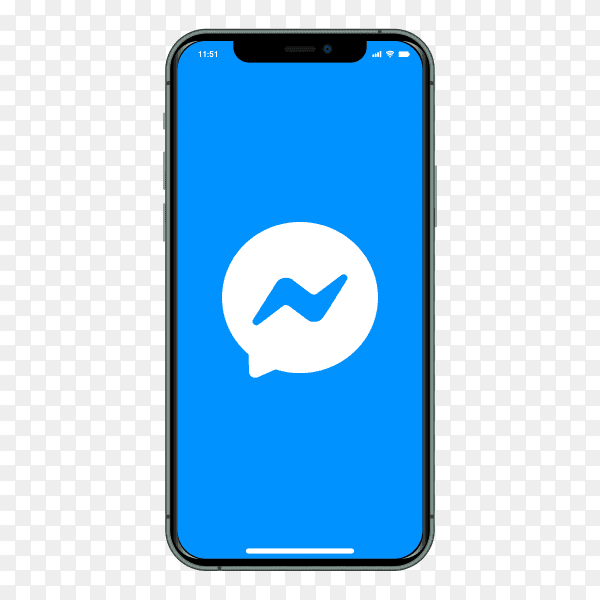 Iphone with Messenger logo on screen on transparent background PNG