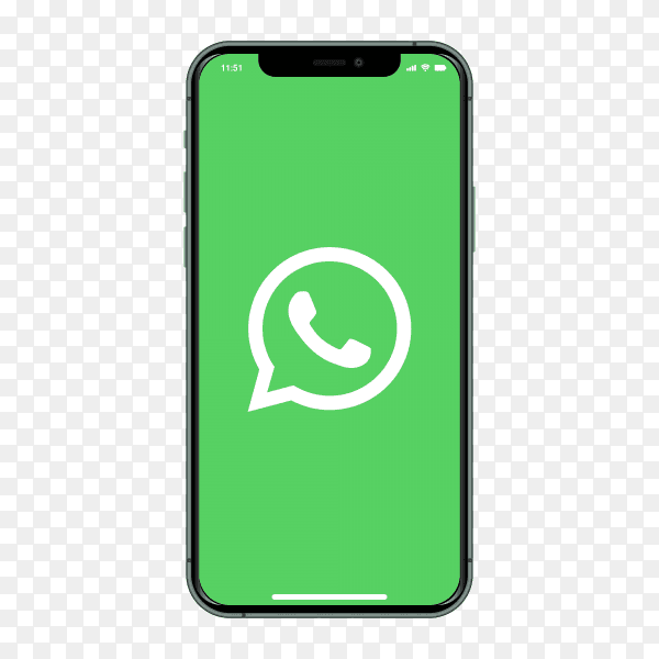 Iphone with Whatsapp logo on screen on transparent background PNG