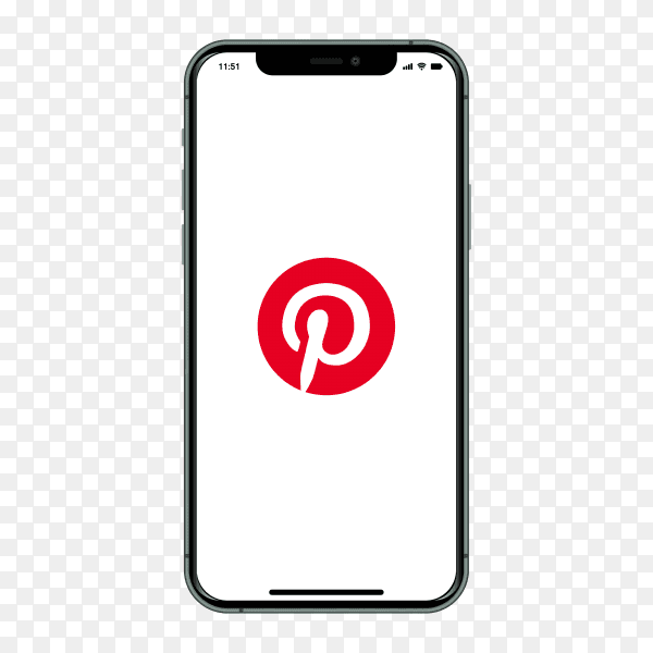 Iphone with pinterest logo on screen on transparent background PNG