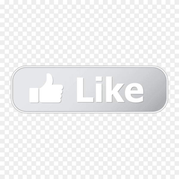 Like button with metal frame and shadow on transparent background PNG