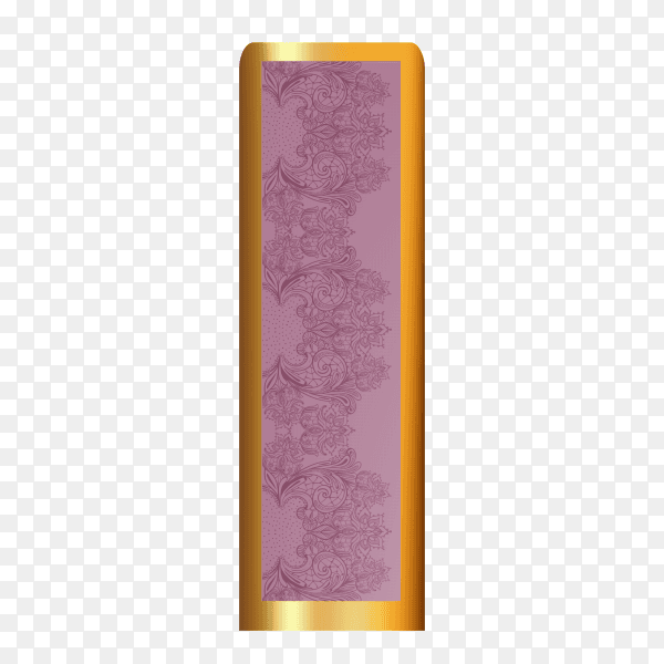 Lipstick cosmetic realistic mockup. Matt lip gloss with lace ornament packaging original design on transparent background PNG