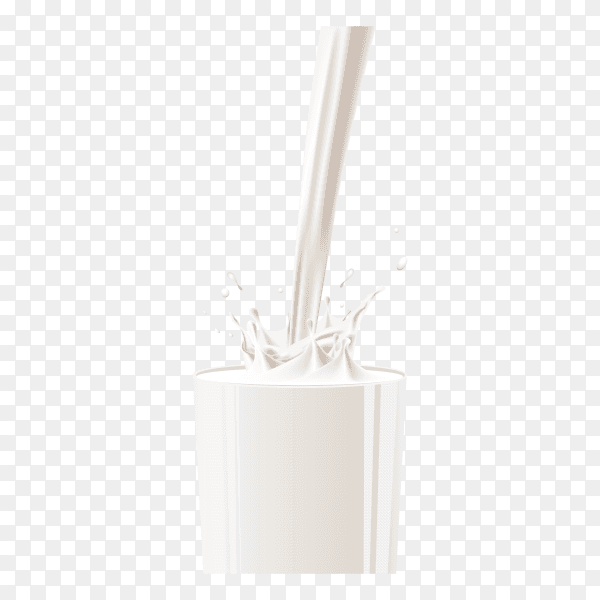Milk pouring into cup glass on transparent background PNG