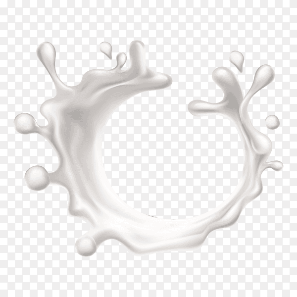 Milk splash or round swirl with drops on transparent background PNG