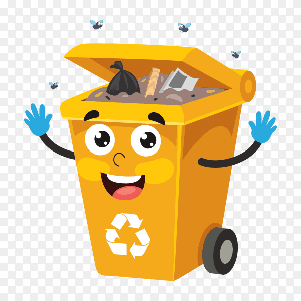 Orange trash bin isolated on transparent background PNG