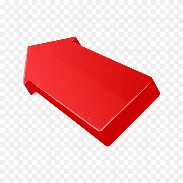 Realistic 3d arrow in red color on transparent background PNG