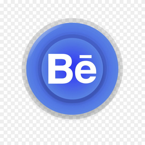 Realistic button with Behance logo on transparent background PNG