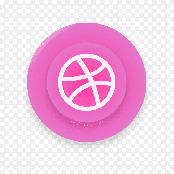 Realistic button with Dribbble logo on transparent background PNG