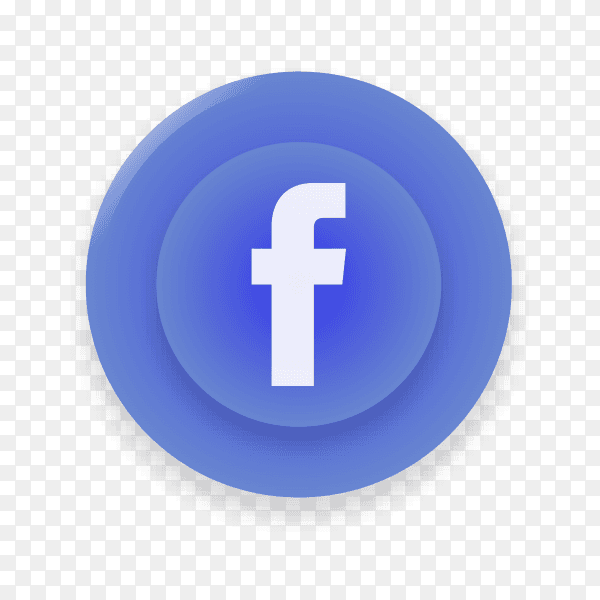 Realistic button with Facebook logo on transparent background PNG