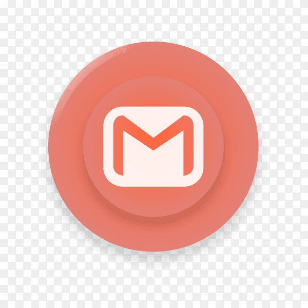 Realistic button with Gmail logo on transparent background PNG