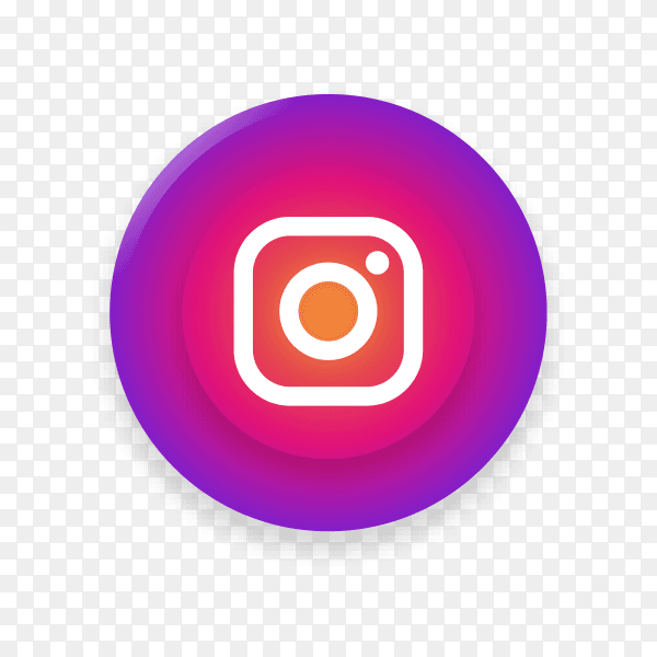 Realistic button with Instagram logo on transparent background PNG