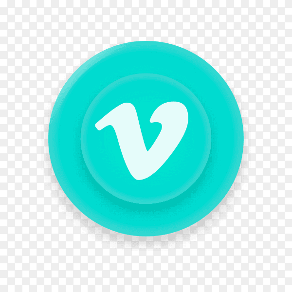 Realistic button with Vimeo logo on transparent background PNG