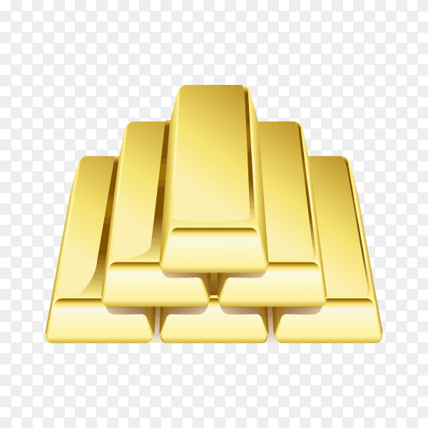 Realistic gold bars or bullion treasure illustration on transparent background PNG