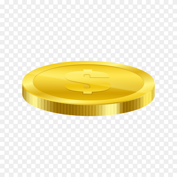 Realistic gold coin icon on transparent background PNG