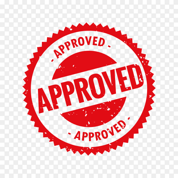Red Approved stamp in rubber style on transparent background PNG
