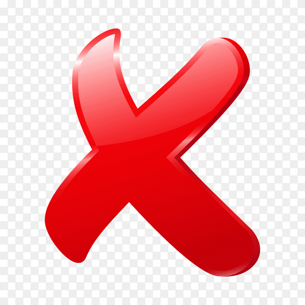 Red cross mark icon on transparent background PNG