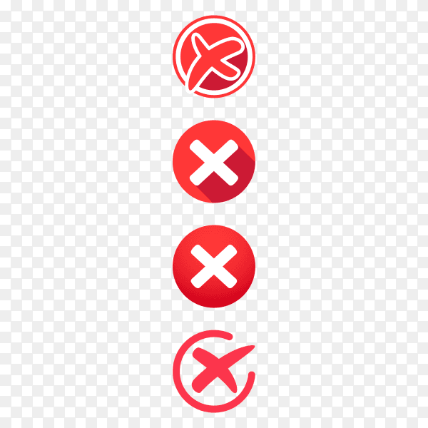 Red cross marks icons on transparent background PNG
