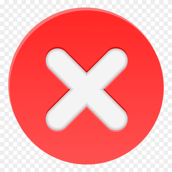 Red cross of reject circle symbol on transparent background PNG